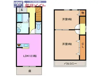 JOBEL SQUARE I(2LDK/1階)の間取り写真