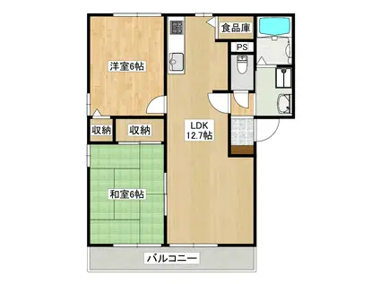 セジュール田崎(2LDK/2階)の間取り写真