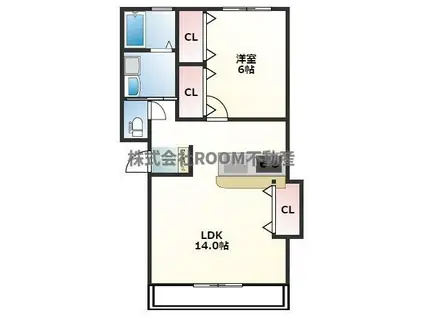 ガーデンヒルズ吉尾(1LDK/3階)の間取り写真