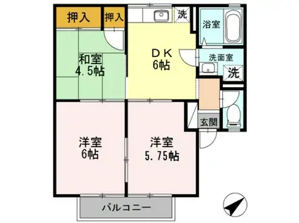 セジュール榎原I(3DK/2階)の間取り写真