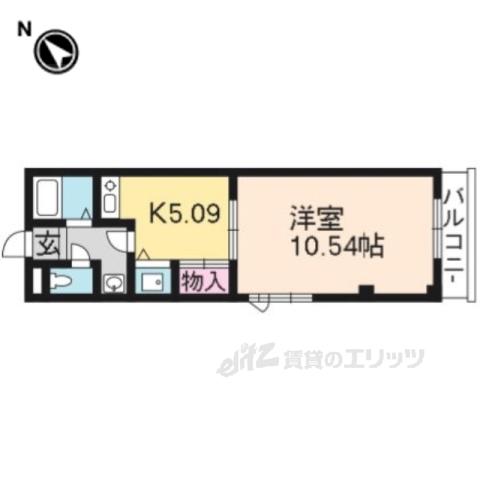 ヴィラ草津(1K/1階)の間取り写真