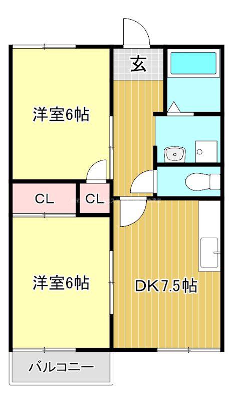 ヴィラK&K(2DK/2階)の間取り写真
