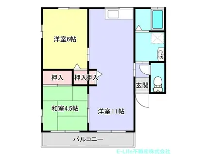 ウィンディ須屋I・II(2LDK/2階)の間取り写真