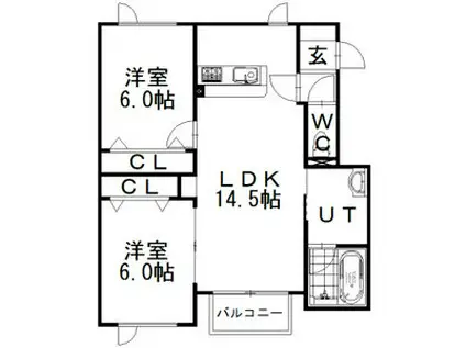 エアリータウンC(2LDK/2階)の間取り写真