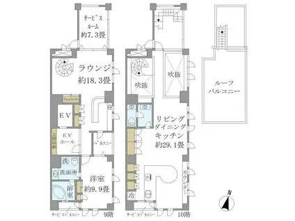 広尾QUARTO 広尾クアルト(1SLDK/9階)の間取り写真