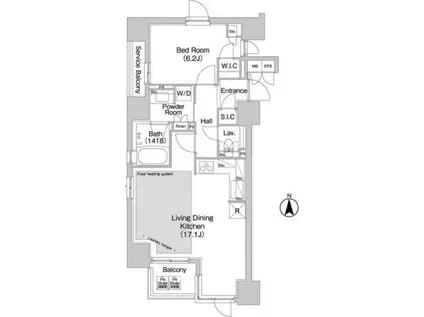 コンフォリア赤坂(1LDK/11階)の間取り写真