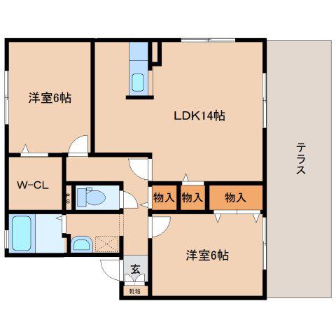 リッツハウス(2LDK/1階)の間取り写真