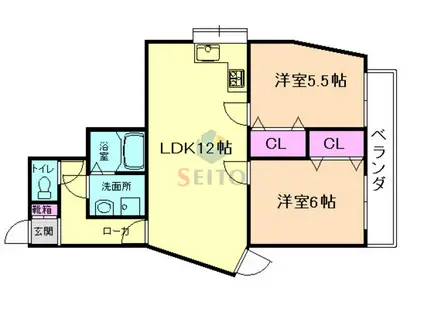 ヴィラウッドランドII(2LDK/1階)の間取り写真