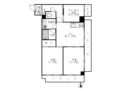 グリーンコート・パートI(2SDK/3階)の間取り写真