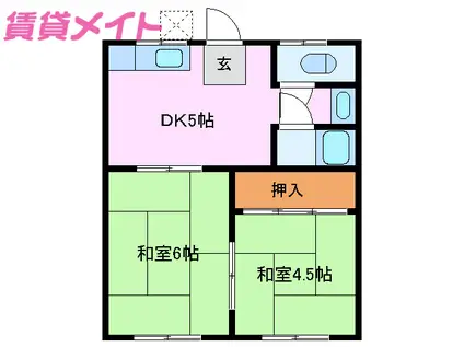 桜井様コーポ(2DK/2階)の間取り写真