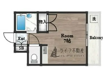 サンブライト新石切(ワンルーム/2階)の間取り写真