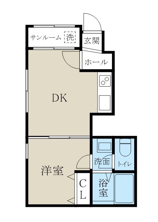 MODEST天神(1DK/1階)の間取り写真