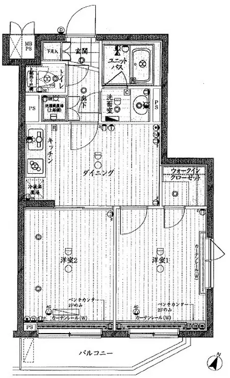 ルーブル鷺宮参番館 2階階 間取り