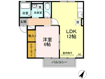 メゾンつつじヶ丘B棟(1LDK/1階)の間取り写真