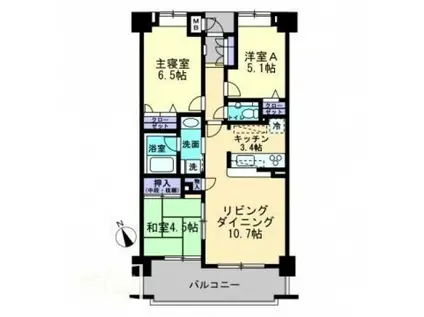 ロフティ鹿児島中央(3LDK/5階)の間取り写真