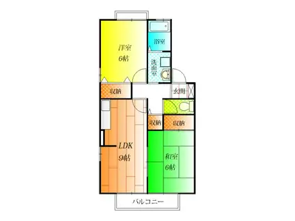 エクセルコーポ陵南(2LDK/2階)の間取り写真