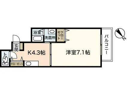 ラペジーブル(1K/2階)の間取り写真