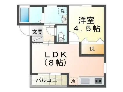 KARIN舞子公園(1LDK/3階)の間取り写真