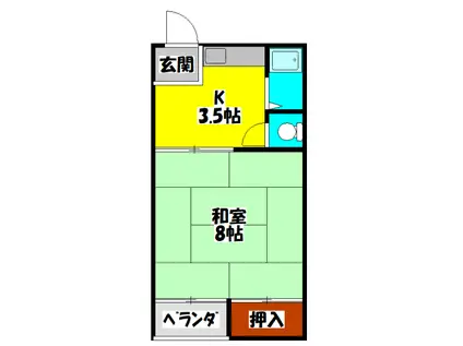 浜町ハイツ(1K/3階)の間取り写真