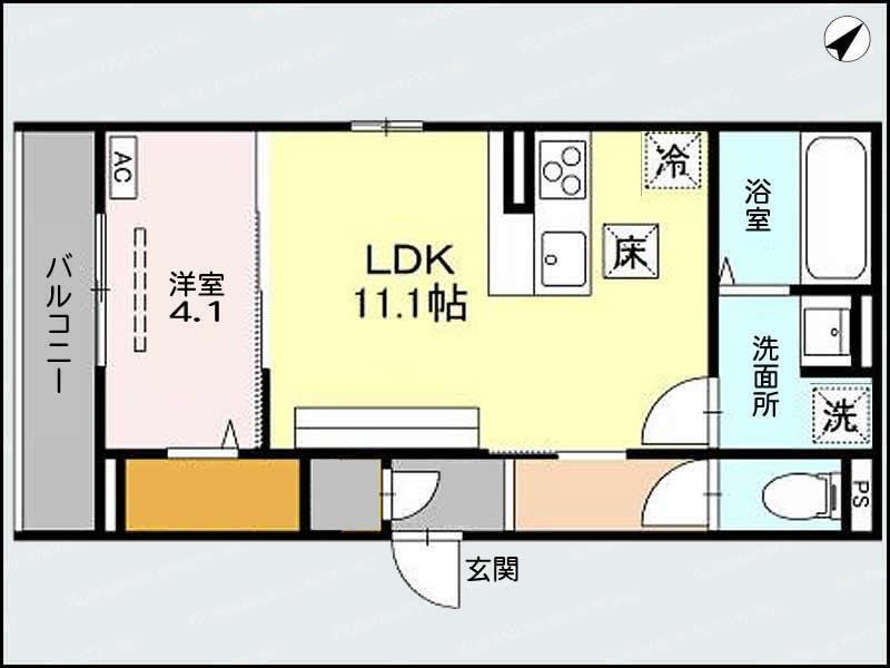 D-ROOM川端町(1LDK/1階)の間取り写真