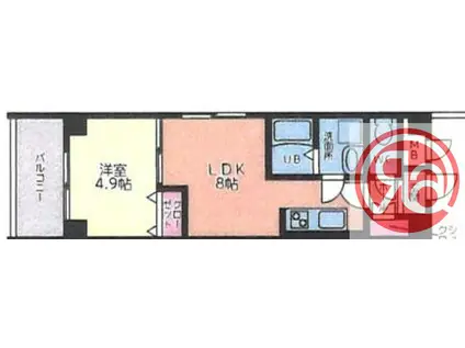 カルム共栄(1LDK/2階)の間取り写真