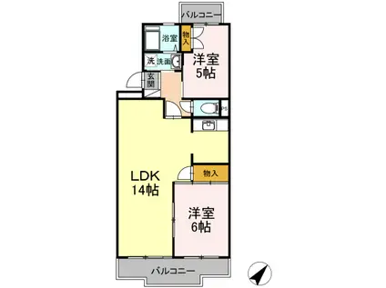 山王塚レジデンス(2LDK/2階)の間取り写真