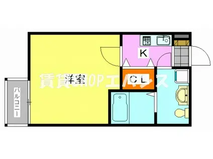 ヒルトップHASAMA(1K/2階)の間取り写真