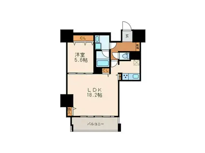 プレミアムコート葵(1LDK/9階)の間取り写真