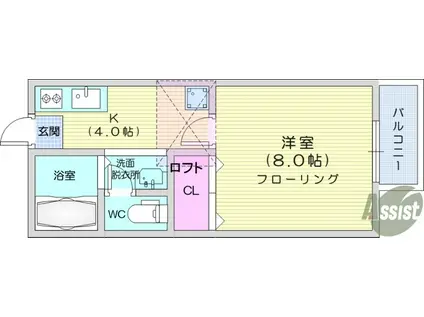 カーザ セレーナ(1K/1階)の間取り写真