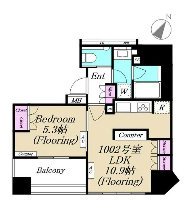 パークリュクス西麻布 10階階 間取り