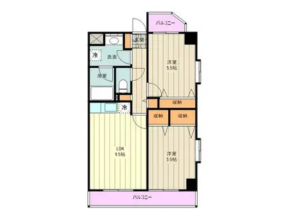 パレット(2LDK/3階)の間取り写真