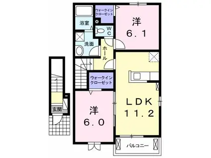 シュティル・メゾン(2LDK/2階)の間取り写真