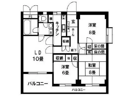ハイツリヴァ・スター(3LDK/6階)の間取り写真