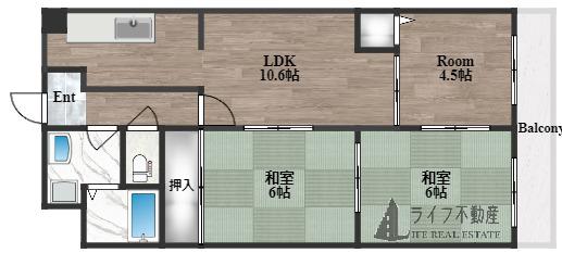 セラヴィー島之内(3LDK/1階)の間取り写真