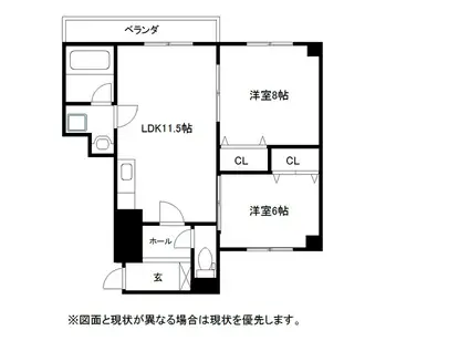 コーポ吉山(2LDK/4階)の間取り写真