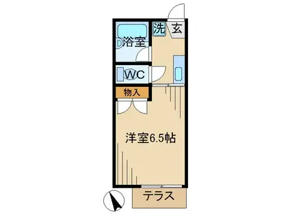 ハイツ向の岡(1K/2階)の間取り写真