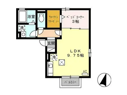 ラヴィアンローズB棟(1LDK/1階)の間取り写真