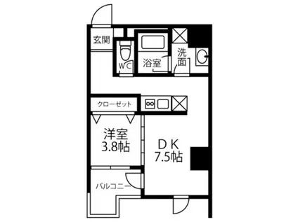 RESIDENCE ICONN KAWARAMACHI(1DK/7階)の間取り写真