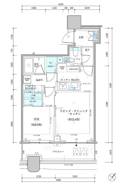 パークタワー勝どきサウス(1LDK/7階)の間取り写真
