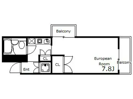 本多聞淀コート(ワンルーム/3階)の間取り写真