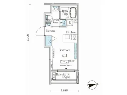 カーサスプレンディッド麻布十番(ワンルーム/8階)の間取り写真
