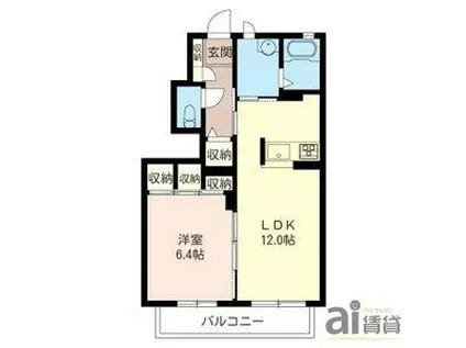 シャーメゾンけやき台(1LDK/1階)の間取り写真