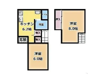 グッディハウス(2DK/2階)の間取り写真