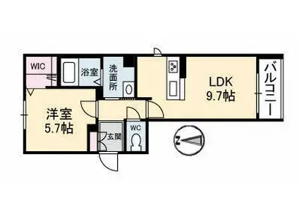 グランベレオ南手城(1LDK/3階)の間取り写真