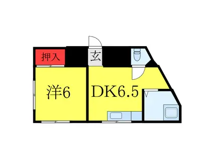 第二アルプスハイツ(1DK/2階)の間取り写真