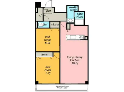 ロイジェント日吉II(2LDK/10階)の間取り写真