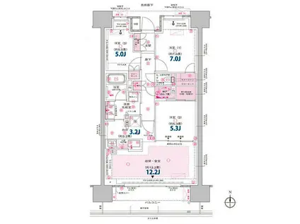 プラウド郡山(3LDK/2階)の間取り写真