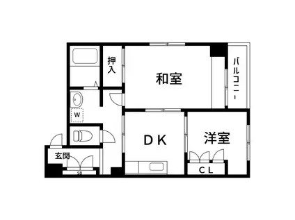 鹿骨センターハイツ(2DK/2階)の間取り写真