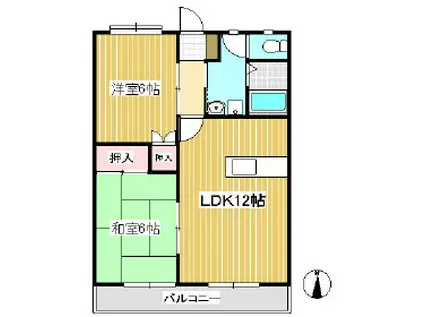 ハーベスト殿城B棟(2LDK/2階)の間取り写真