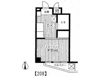 高田馬場リハイム(1K/2階)の間取り写真